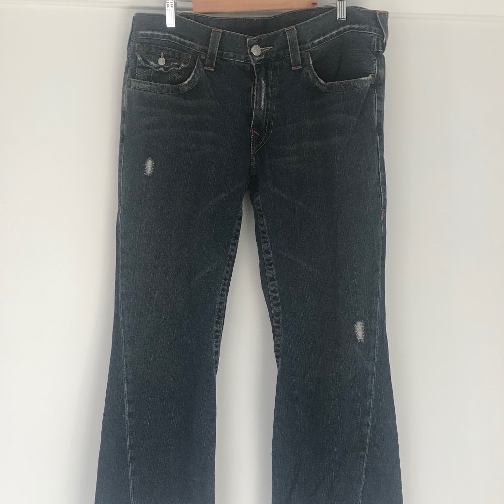 True Religion Distressed Straight Denim Jeans 36